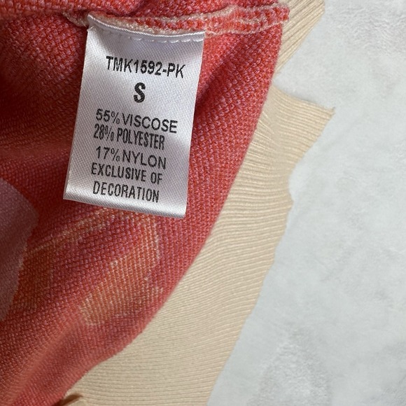 THML Pink Orange Floral Sweater Womens Small Cream Pullover Knit Long Sleeve - Picture 6 of 11